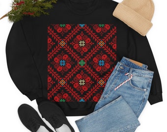 Palestinian Sweatshirt Arabic Palestine design Gift Shirt for her Crewneck Sweat shirt Palestine red and black design Shirt