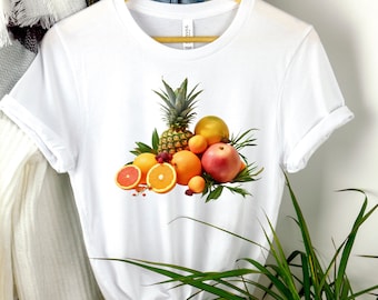 Oranges Pineapple Peaches Shirt Fruits TShirt Garden Aesthetic Cottagecore Tee Clothes Gift for Farmers Gardeners and Fruit Lovers