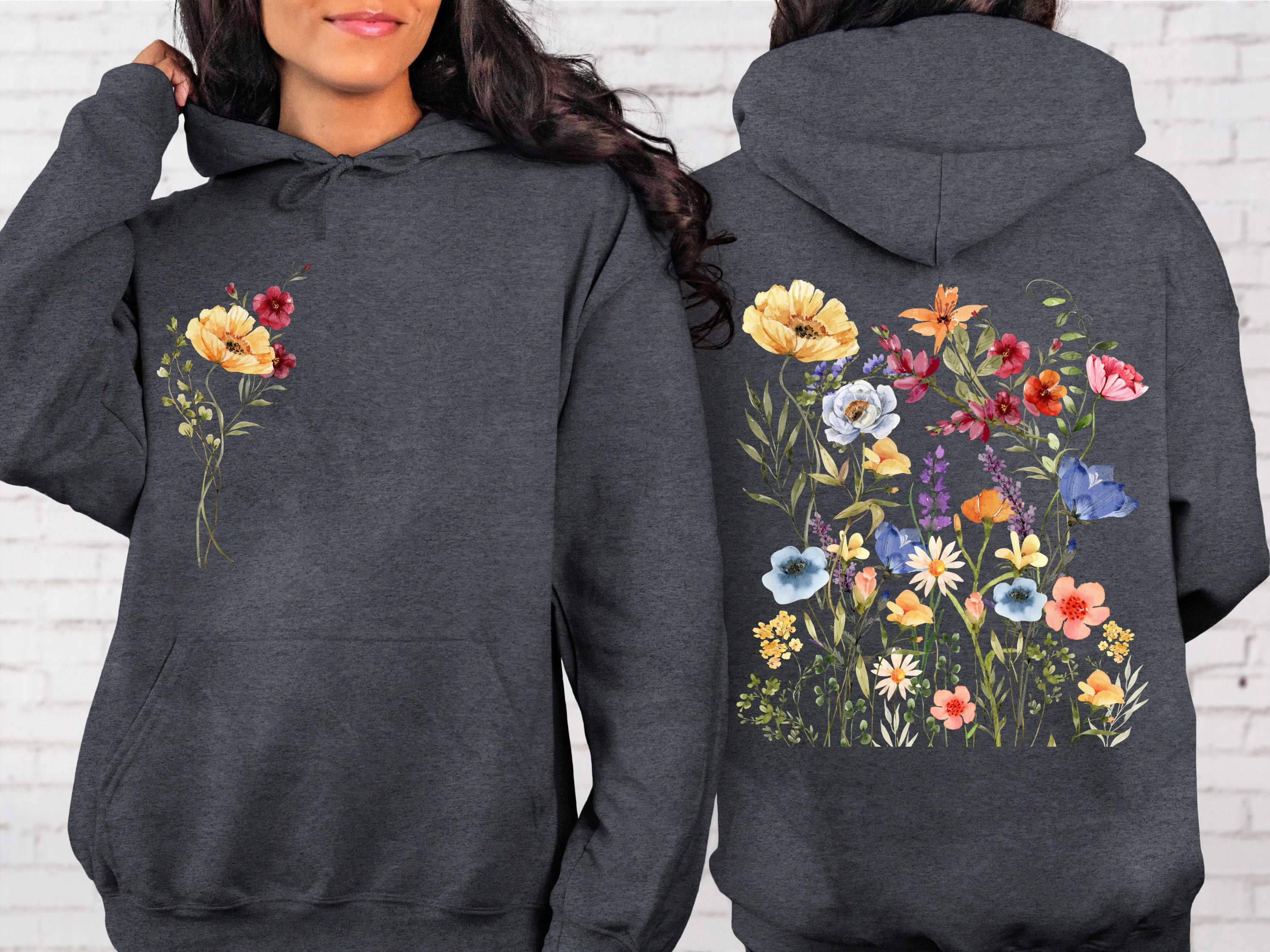 Vintage Pressed Flowers Hooded Sweatshirt Boho Cottagecore Pastel Botanical Floral Pullover Fairycore Oversized Wildflowers Crewneck Hoodie Etsy UK