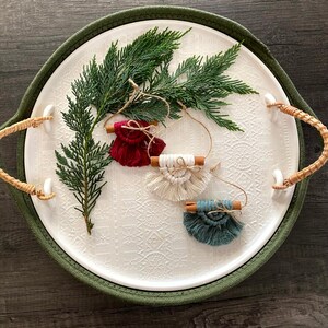 Macrame Christmas Trio of Ornaments | Boho Christmas Decor | Holiday Hostess gift | Package ornament | Christmas present