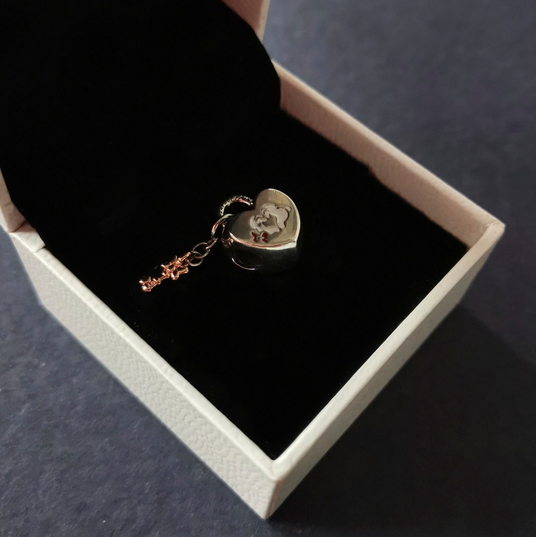 Disney Mickey and Minnie Mouse Padlock Charm 925 Sterling Silver