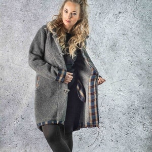 Winter Coat For Women, Merino Wool Coat, Swing Coat, Maxi Coat with Hood, Winter Warm Outwear, Long Classic Coat, Plus Size Winter Clothing