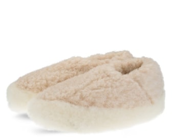 Eco Unisex Merino Pure Schapenwol Schapenvacht Slippers - Antislip Suède Leren Zool kuscheligen Hausschuhe aus 100% Wolle gemaakt in Polen