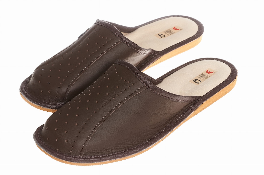 Men's House Leather Slippers , Bedroom Soft Scuff Mule Slip-on Clogs ...