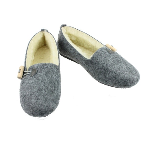 Pantoufles chaudes en laine feutrée pour femmes | Cadeau de Noël de chaussons confortables en laine feutrée | Chaussures de maison en feutre de laine de luxe | Bottes chaudes en laine et fourrure pour femmes