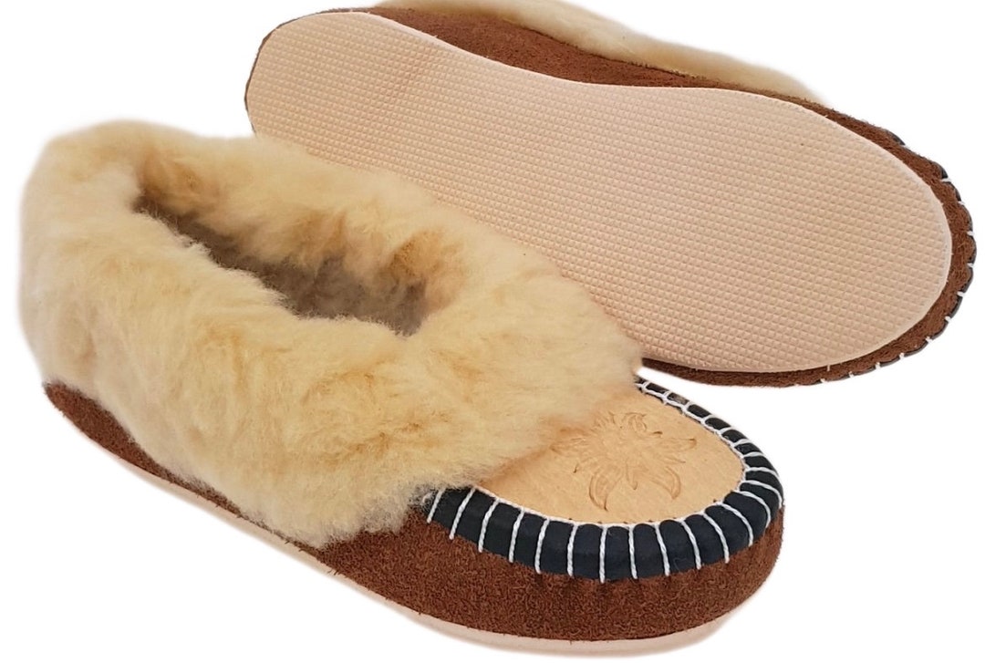 Genuine Leather Women's Slippers, Woollen Slippers, Warm Wool Shoes for