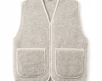 Veste sans manches en laine mérinos, laine mérinos thermique, confort doux et chaud, gilet en laine à fermeture éclair, laine de chameau biologique, hypoallergénique sans manches, gilet au crochet