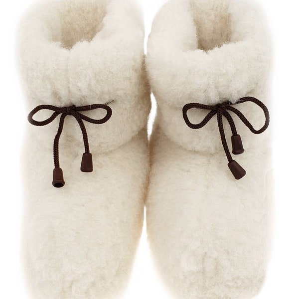 Wool merino Top-boot slippers,Eco Women's / Men's Merino Pure Sheep's Wool Slippers/ Sheepskin Slippers - Non Slip Sole ,Birthday Gift