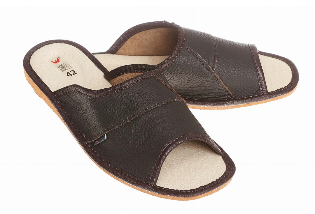 Men's House Leather Slippers , Bedroom Soft Scuff Mule Slip-on Clogs ...