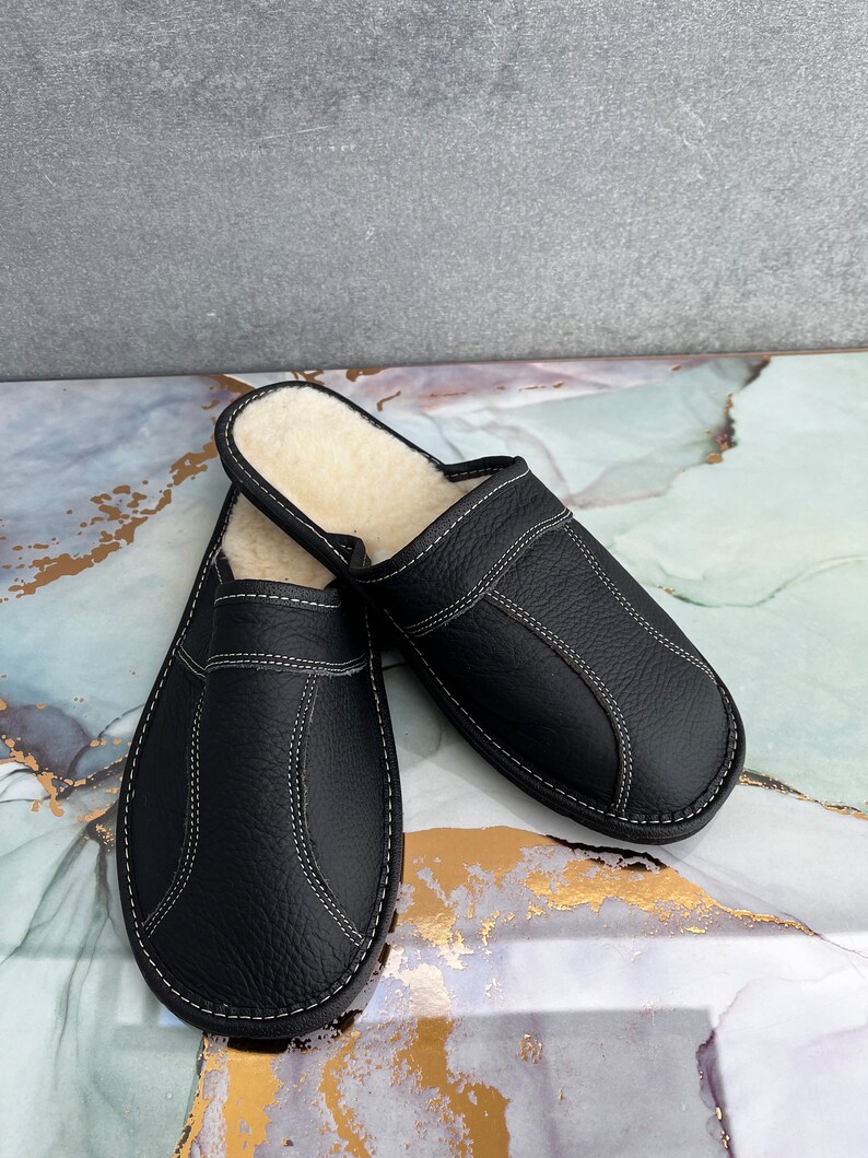 mens leather slippers with rubber soles