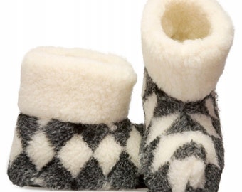 Pantoufles en laine mérinos, chaussons en laine de mouton pure mérinos écologiques pour femme/homme/chaussons en peau de mouton - semelle antidérapante, cadeau d'anniversaire