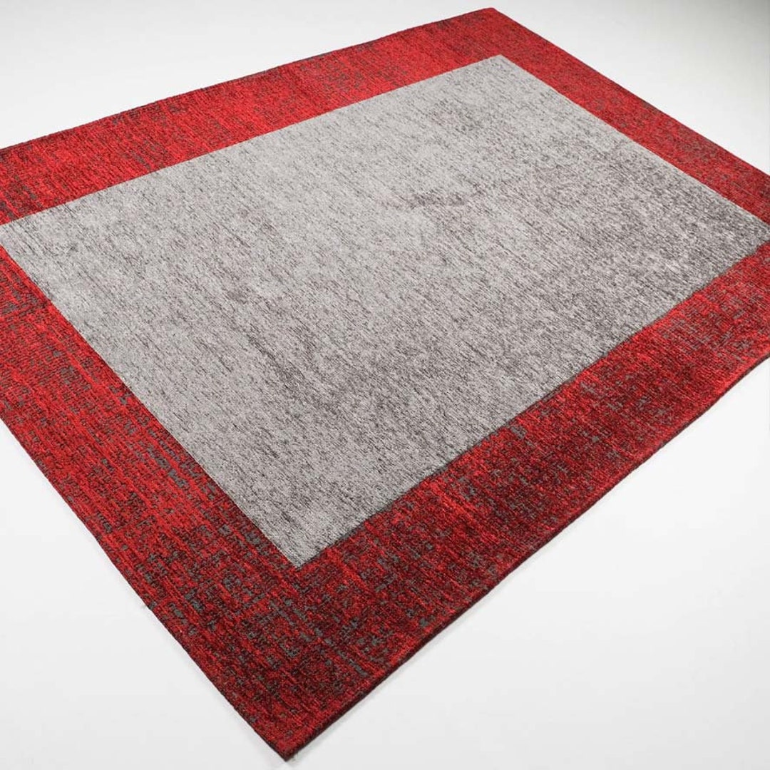 Modern Grey Red Rug Custom Size Rugs Floor Rugs Rug for Bed Etsy