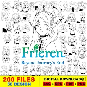 Frieren Anime SVG Bundle / Manga Vector Art (Descarga digital)