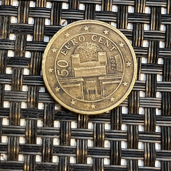 This is a 50 cent euro coin from Austria from 2002.  Very good condition and quite rare