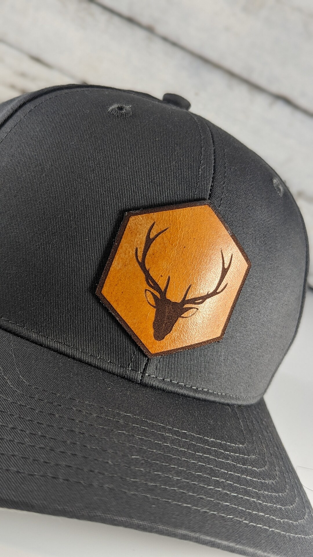 Hexagon Deer Head Leather Patch Hat, Best Selling Hats, Mans Hat