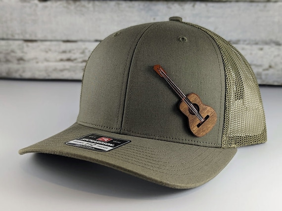 Guitar Wood Patch Hat, Hats, Mans Hat, Unique Hats for Men, Womans Hat, Unique Hats for Women, Unique Hats