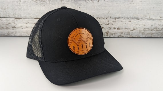 Mountain Leather Patch Hat, Best Selling Hats, Mans Hat, Unique