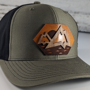 Mountain Wood on Leather Patch Hat