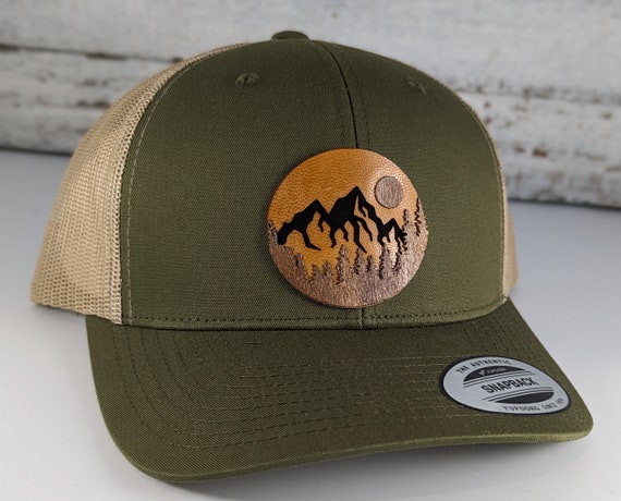 Mountain With Moon, Leather Patch Hat, Best Selling Hats, Mans Hat
