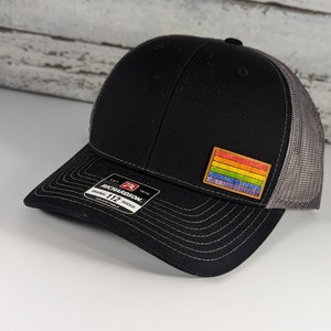 Pride Flag Wood on Leather Patch Hat,  Best Selling Hats, Mans hat, Unique Hats for Men, Womans Hat, Unique Hats, LGBTQ