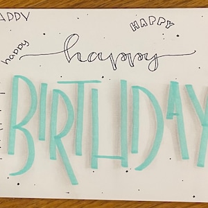happy happy birthday card with shadow