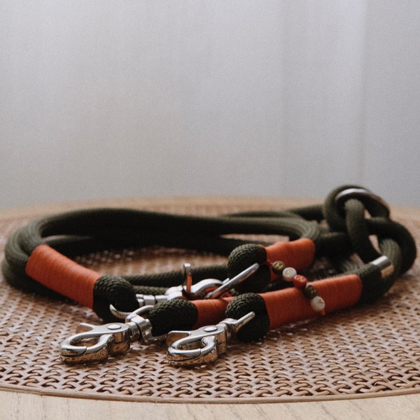 Set | Dog leash and dog collar | Navy green