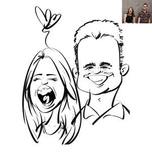 Couple Caricature Personalized, Custom Fanny Drawing Portrait from Photo, Anniversary Wedding Birthday Valentine‘s Day Gift