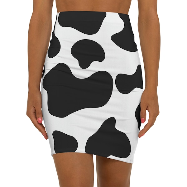 Cow Print Women's Mini Skirt, Cow Print Pencil Skirt, Cow Print Lovers, Western Themed Skirt, Cow Print Spandex Skirt