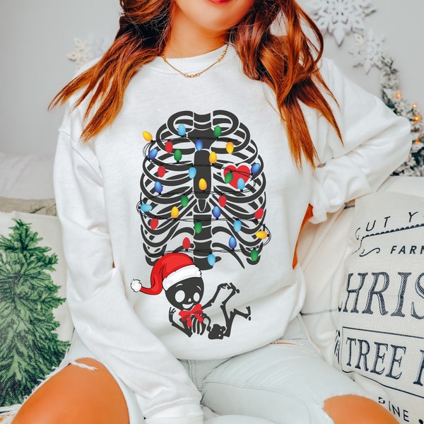 Christmas Pregnancy Announcement Sweatshirt Maternity Christmas Sweater Skeleton Pregnancy Reveal Expecting Mom To Be