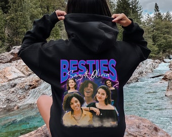 Best Friend Hoodie Custom Photo Best Friend Gift Y2K Bootleg Sweatshirt, Best Friend Christmas, Best Friend Birthday, BFF, Bestie Back Print