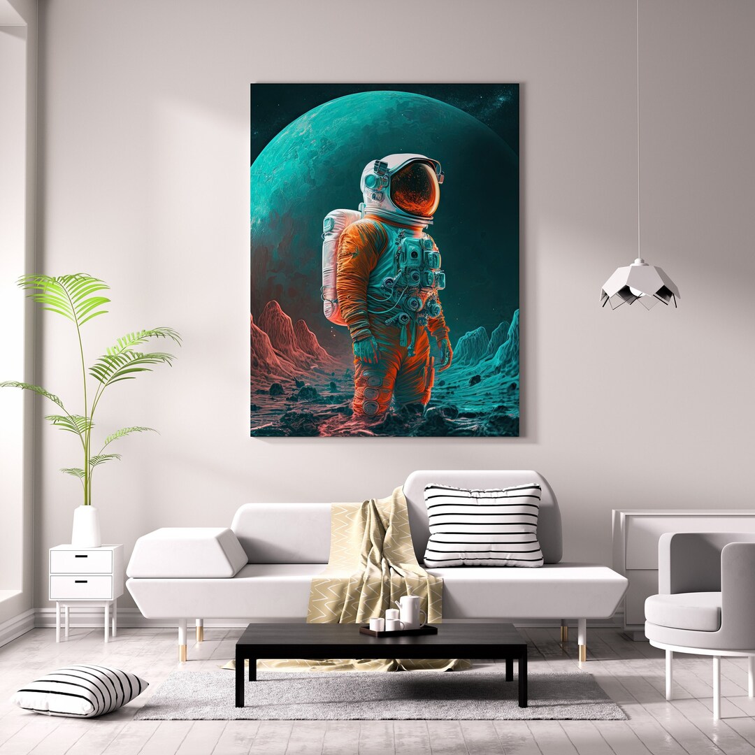 Astronaut Poster on Moon | Instant Download | Multiple Printable Sizes ...