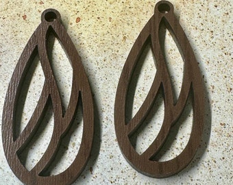 Wood Teardrop Earring Blanks, Laser Cut Eco-Birch