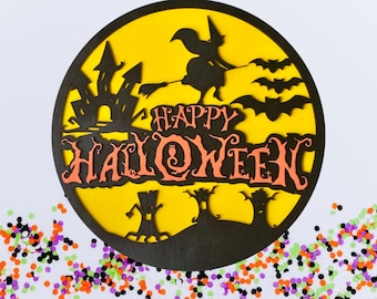 HAPPY HALLOWEEN WITCH Sign - Fun Spooky Decor