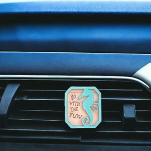 SEAHORSE &quot;Go With The Flow&quot; Car Diffuser Vent Clip On - Personalized Car Accessory