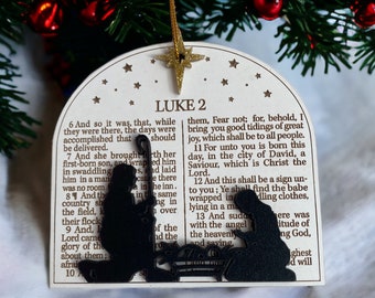 Luke 2 Nativity Ornament - Layered Design with Bible Verse - Christmas Keepsake