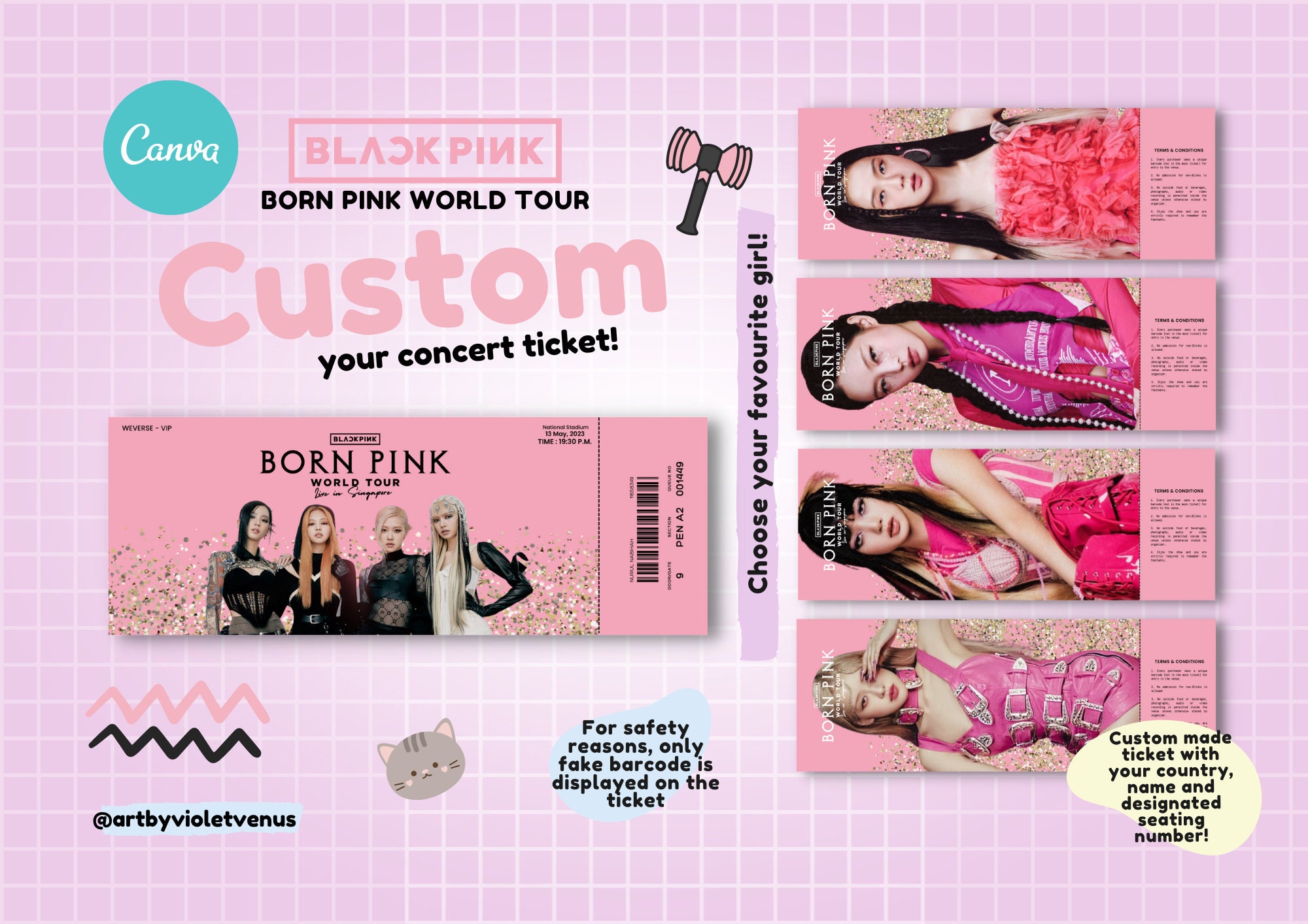Printable Customisable BORN PINK Concert Ticket BLACKPINK Etsy