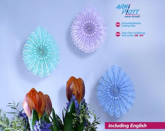 SVG-plotterbestand Pasen – print paasdecoraties, print paaspapier, tafeldecoraties, print paascadeaus, 3D papieren paaseieren om op te hangen