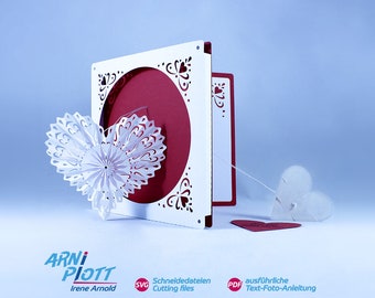 Plotter file – Special wedding card with removable heart – Card of love heart – Place card, table card, guest gift (007)
