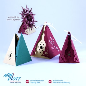 Boîte cadeau de fichier traceur, boîte pyramidale, emballage de bonbons, bagatelle, décoration de modèle de traceur, traçage de la joie de Noël, SVG