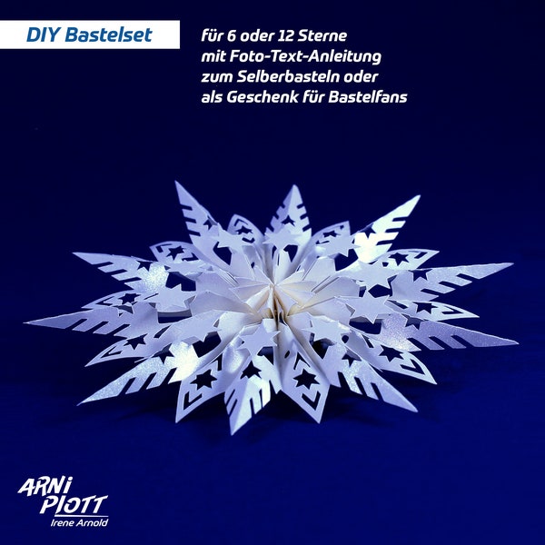 DIY Bastelset Papiersterne Rosette basteln – Weihnachtsbaumschmuck, Weihnachtsgeschenk Bastler, Adventsdeko, Tischdeko Weihnachten Sterne