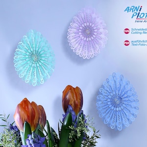 Arquivo de plotter - plotagem de roseta SVG - ovo de Páscoa de papel - decoração especial de Páscoa na primavera na janela de Páscoa, buquê de Páscoa, cartão de lugar de Páscoa