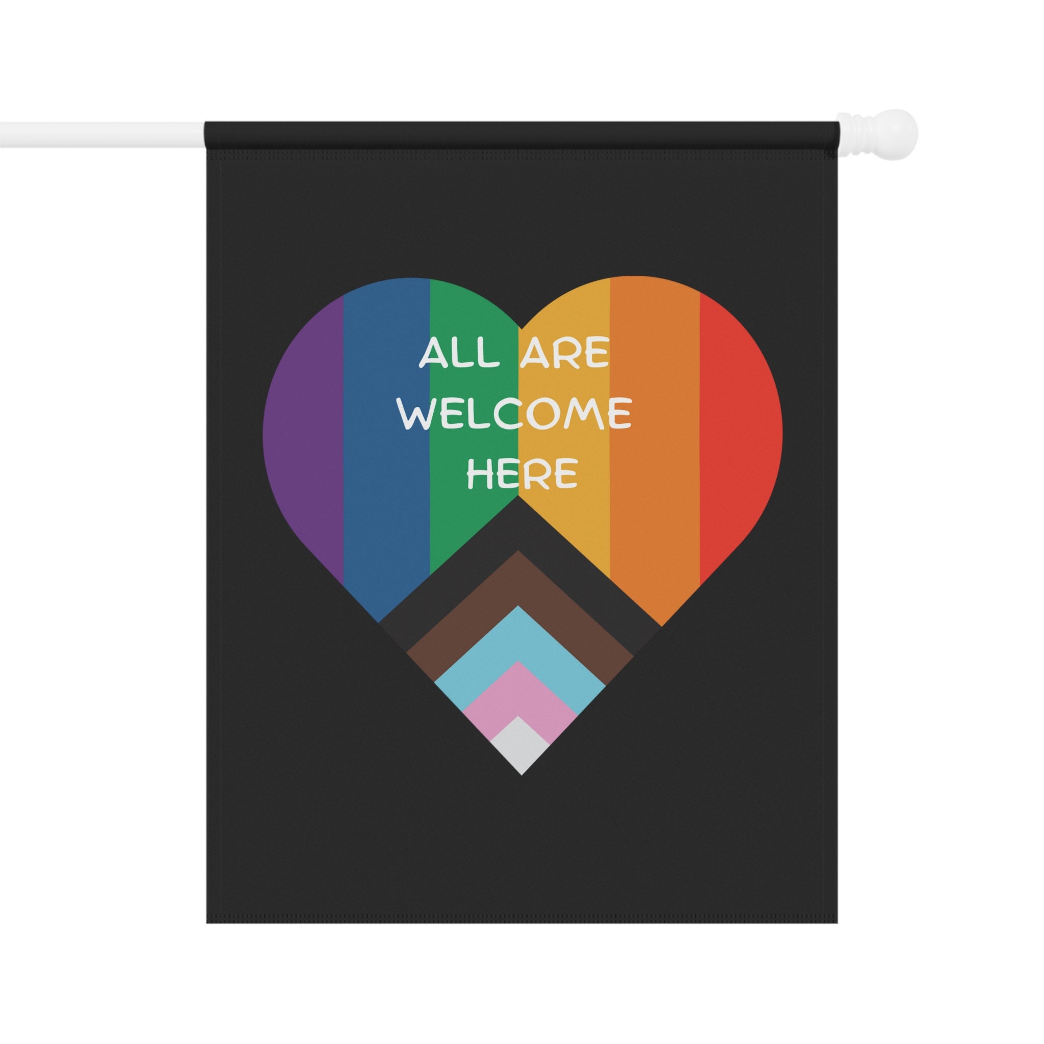 Discover All Are Welcome Here Rainbow Heart Diversity Garden Flag Inclusive House Banner LGBTQ Pride Outdoor Decor Liberal Yard Flag Gay Pride
