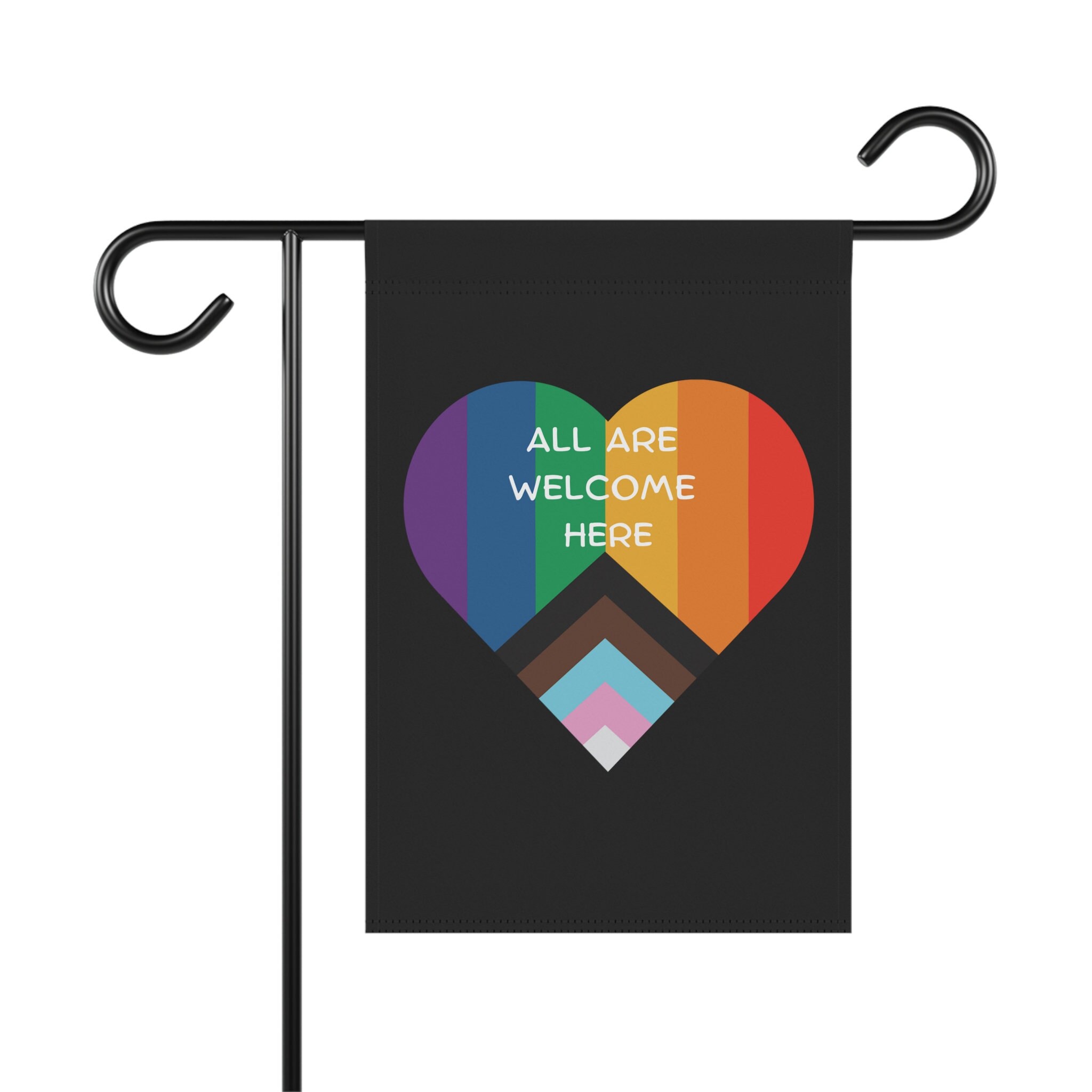 Discover All Are Welcome Here Rainbow Heart Diversity Garden Flag Inclusive House Banner LGBTQ Pride Outdoor Decor Liberal Yard Flag Gay Pride