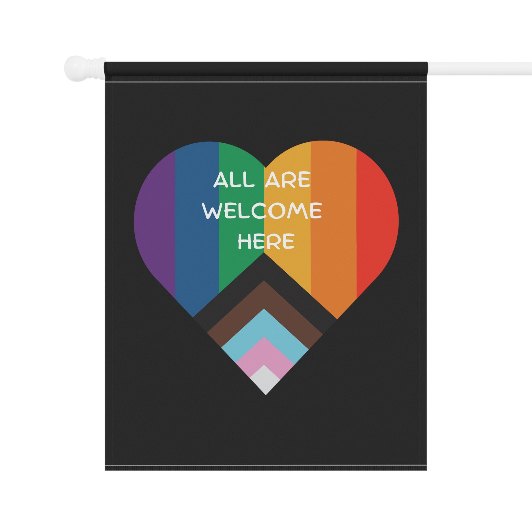 Discover All Are Welcome Here Rainbow Heart Diversity Garden Flag Inclusive House Banner LGBTQ Pride Outdoor Decor Liberal Yard Flag Gay Pride