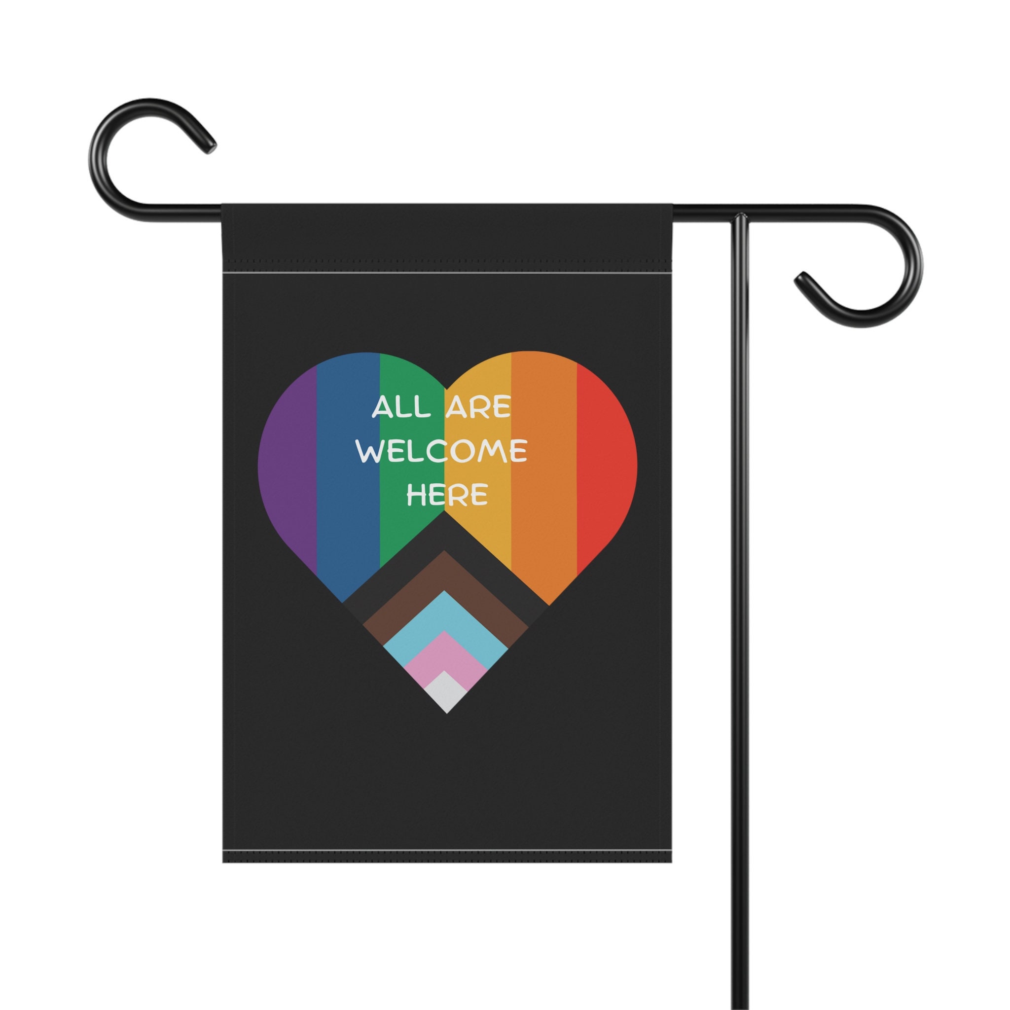 Discover All Are Welcome Here Rainbow Heart Diversity Garden Flag Inclusive House Banner LGBTQ Pride Outdoor Decor Liberal Yard Flag Gay Pride