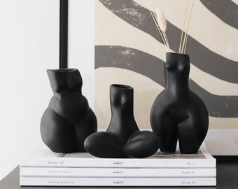 Set van 3 keramische vrouwenlichaamvazen, sculpturen voor moderne huisdecoratie, unieke vazen voor woondecoratie, artistiek cadeau voor koppels