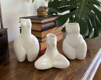 Set di 3 vasi in ceramica, arte femminile, vaso per il corpo femminile, accessorio per la casa, arredamento di hotel e negozi, vaso minimalista per l'arredamento della casa