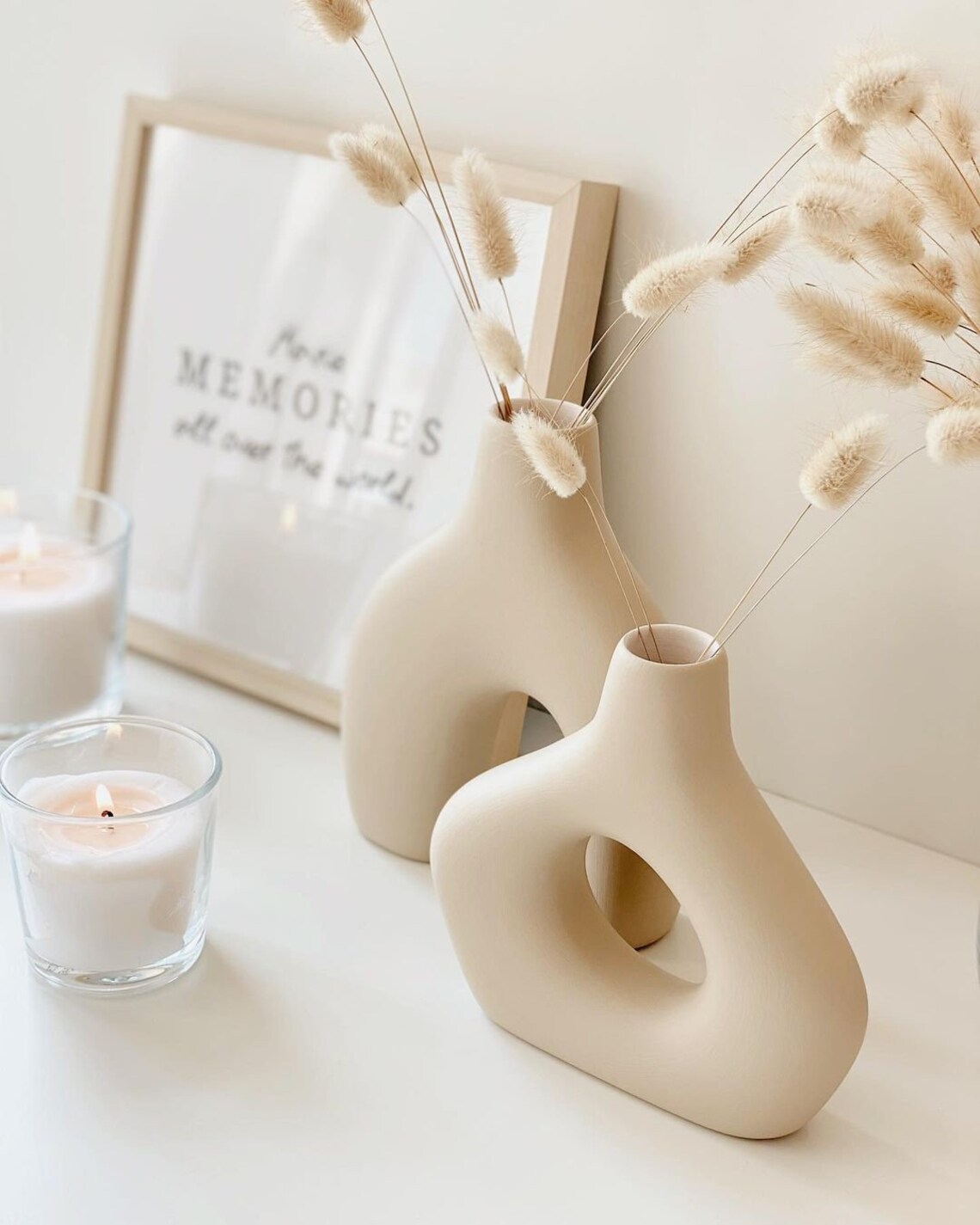 Set of 2 Ceramic Circular Hollow Vase Large and Small Ceramic Etsy