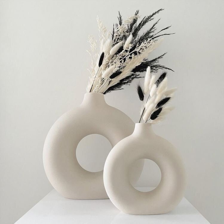 Set of 2 Ceramic Donut Vase Accessory for Home Decoration Etsy