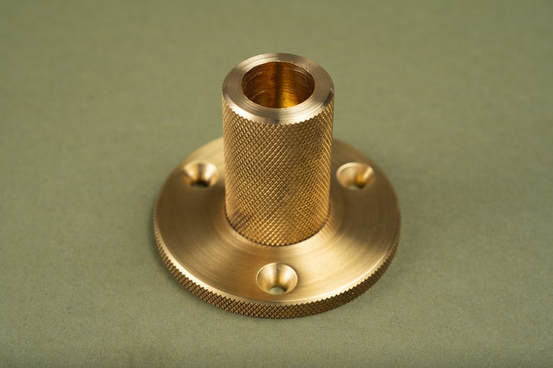 Brass Suspension Flange for Classic Brass Bistro Shelf The Origin Shelving Unit Custom Design Made To Order Knurled